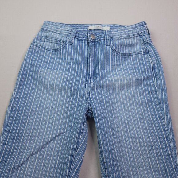 Joes Jeans Womens High-Rise Skinny 27 Distressed Hem Striped Blue Stretch - Picture 7 of 8